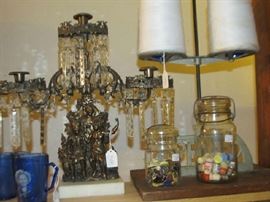 Pfaff string holder and 1800s centerpiece