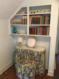 Skirted vanity with bench