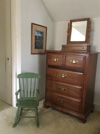 Fine quality maple chest of drawers and American Girl Doll rocker