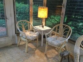 Pair of bamboo rattan chairs