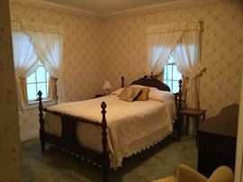 Walnut and mahogany full size bed