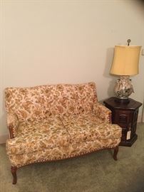 Quilted floral love seat 