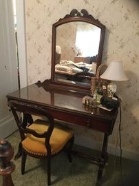 Vintage mahogany vanity and chair