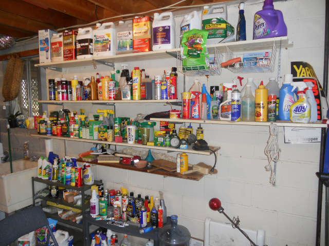 Lots of chemicals and cleaning supplies
