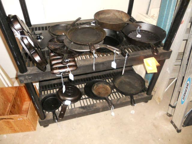Large selection of cast iron skillets