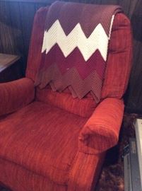Upholstered Chair...and hand made quilts
