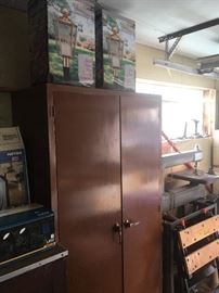 Metal storage cabinet, table saw, & more...