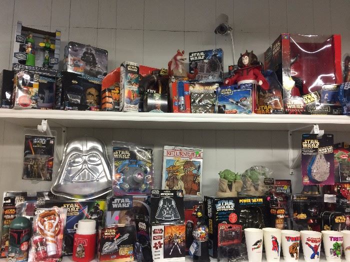 Large Star Wars Collection, Shelving, Vintage Cups, Vinage Toys