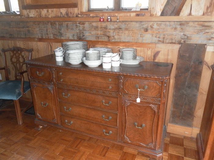 Antique buffet and formal dishes