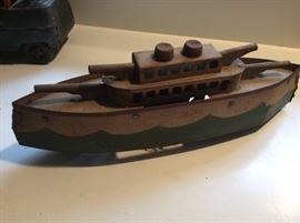 Vintage Toy Boat on wheels