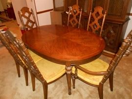 mid-century solid wood dining table w/ 6 chairs