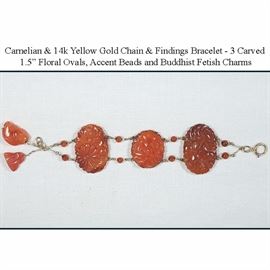 Jewelry Gold 14k Yellow Carnelian Ovals Bracelet