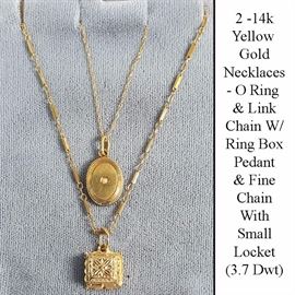 Jewelry Gold 14k Yellow Necklaces Ring Box Pendant and Locket