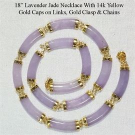 Jewelry Gold 14k Yellow Lavender Jade Necklace