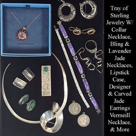Jewelry Sterling Collar Necklace Lavender Jade Lipstick Etc