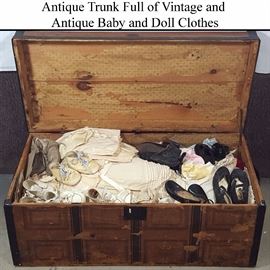 Linens Antique Trunk Full Of Baby and Doll Clothes