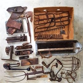 Msc Tools Antique Iron Pitchfork Planes Drill Braces Etc