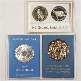 Coins Medals Franklin Mint 1971 Sterling United Nations 1972 Gold Plated Sterling And More