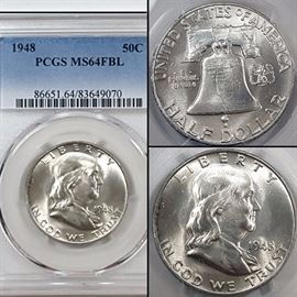 Coins MS 64FBL 1948 US Siver Morgan Dollar