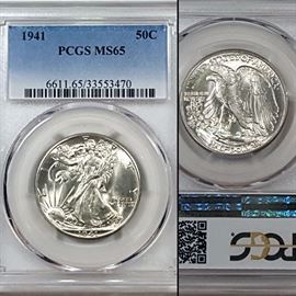 Coins MS 65 1941 Silver Walking Liberty Half Dollar PCGS Graded