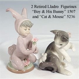 Lladro Boy & His Bunny 1507,  Cat & Mouse 5236
