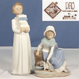 Figurines Lladro NAO Boy With Books Girl With Kitten