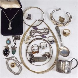 Sterling Silver Jewelry Baby Cup And Spoon Mini Desk Clock Etc