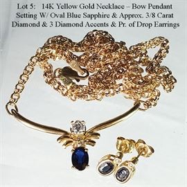 Jewelry Gold 14k Yellow Sapphire Drop And Earrings Diamond Ornament