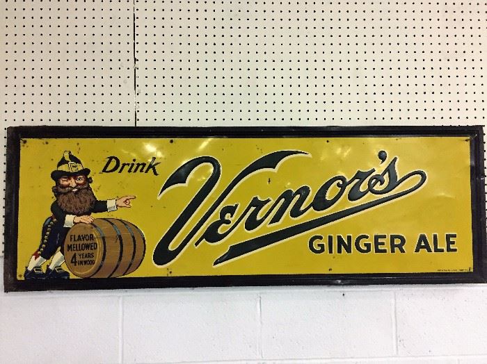 Vintage Metal Vernor's Ginger Ale Advertising