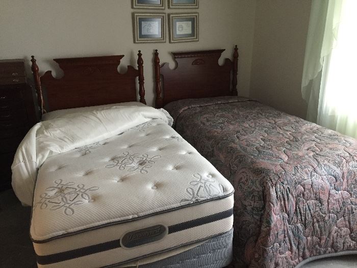 2 Federal Style Twin Headboards and mattress sets 