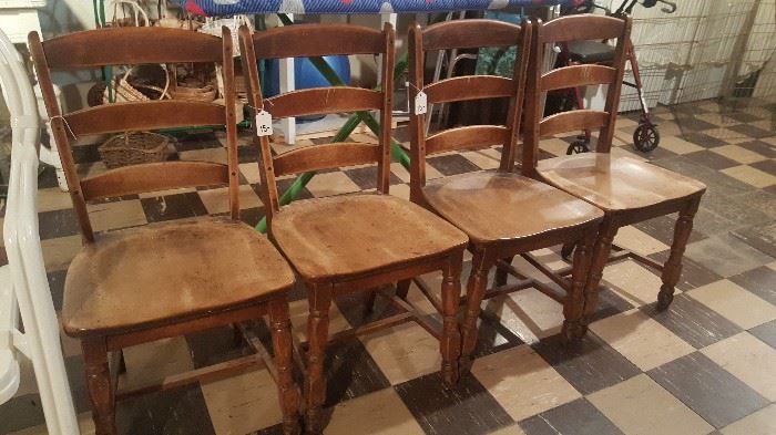 4 wooden oak chairs
