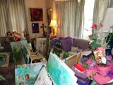 purple items and original paintings