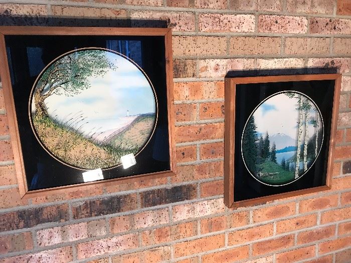 Two unique glass encapsulated paintings