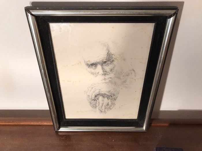Unusual black and white lithograph