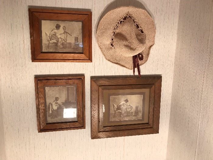 Vintage pictures and hat