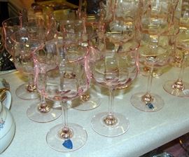 Vintage Crystal Stemware, Tiffin, Pink