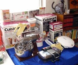 New in box, Cuisinart Food Processor, Smart Power Duet, Blender, Braun Hand Blender, Vintage Stand Mixer, Belgian Waffle Maker, George Foreman Grill