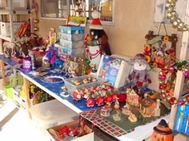 Holiday, decorations, ornaments, wreath, gift wrap, Halloween, Thanksgiving, Christmas, Chilly Willy, Blow-mold, silk flower, candle holder