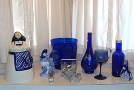 Cobalt glass, vintage cookie jar