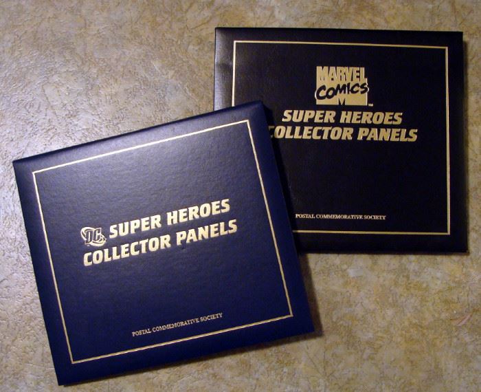 Marvel Comics, DC, Super Heroes, USPS, Postal Collector Panels, Postal Commemorative Society, 22kt gold foiled