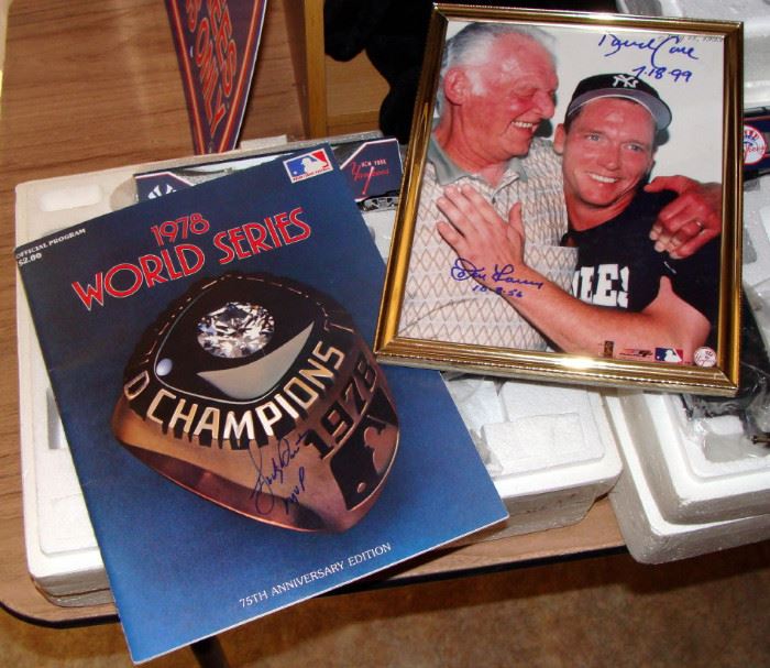 1978 World Series program, Los Angeles Dodgers, New York Yankees, Bucky Dent Autograph, Autographed, photo,  David Cone, Don Larsen