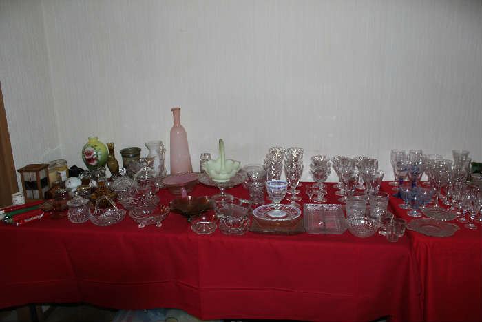 Glass candy dishes, serving dishes, etc.