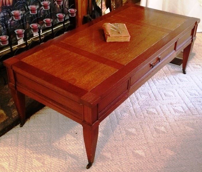 Brandt Furniture Mid-Century Coffee Table, Antique Kipling Book