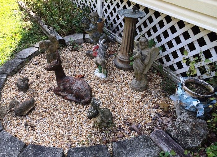 Various Concrete and Other Outdoor Animal Decor, Sundial