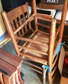 Pair of Old Wooden Chairs, Set of Wooden Folding Outdoor Chairs