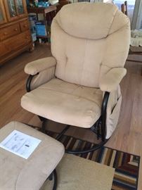 Vintage Chair w/Footstool and Pocket Sides for Remotes, etc. 