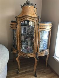 French Burled Wood Vitrine. Notice the French ormalou- contact us to Buy It Now $7800