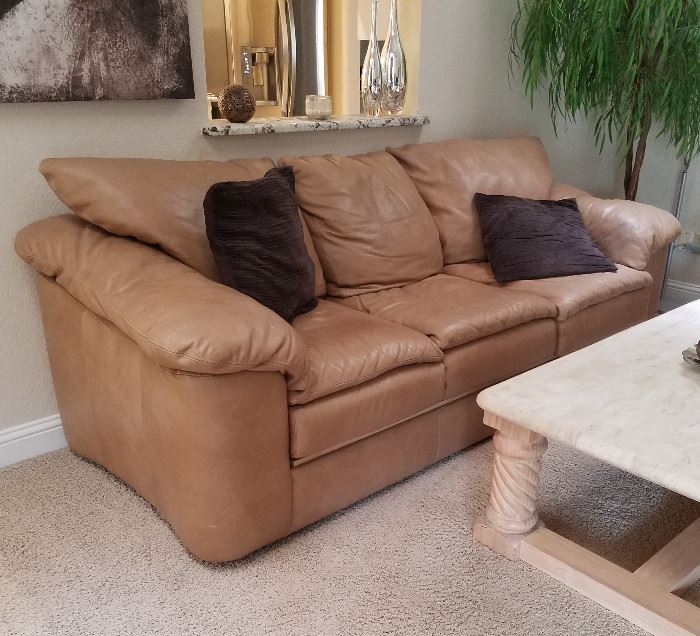 Caramel leather sofa