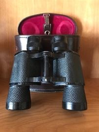 Vintage binoculars and leather case
