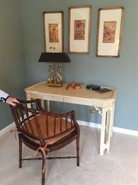 Small Writing Desk,  Bamboo Chairs 